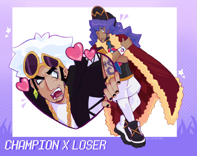 "Champion x Loser" May 2025. Pokémon Fanart. Created in Clip Studio Paint.